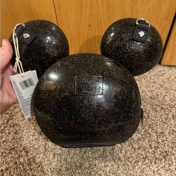 Black Glitter Mickey Mouse Head Purse, Cross Body - Picture 2 of 6